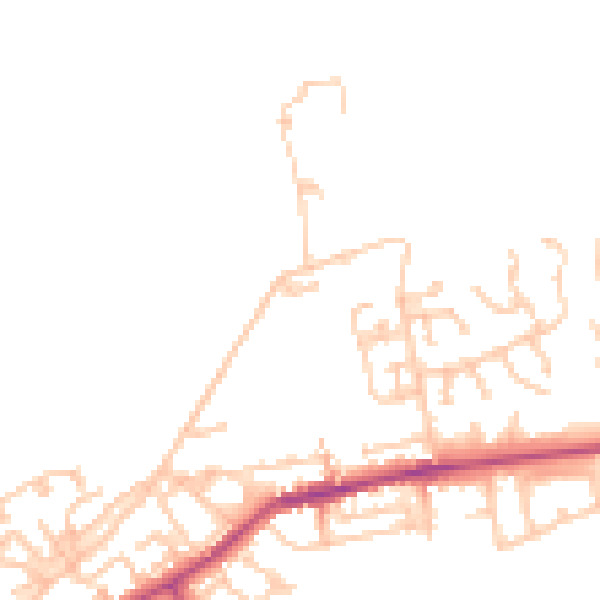 Daytime road noise heatmap for NE23 7HJ
