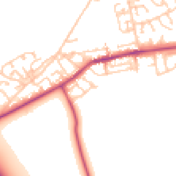 Daytime road noise heatmap for NE23 7HQ