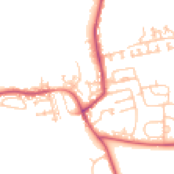 Daytime road noise heatmap for NE23 7HW