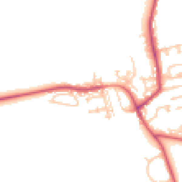 Daytime road noise heatmap for NE23 7JE