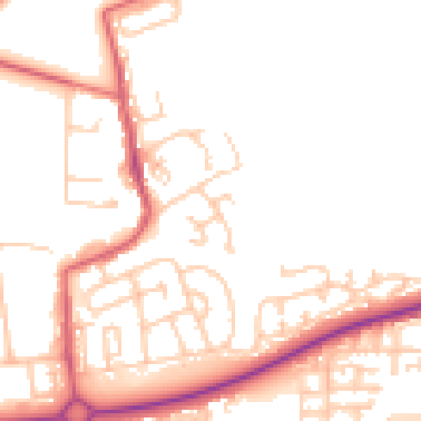 Daytime road noise heatmap for NE23 7LE