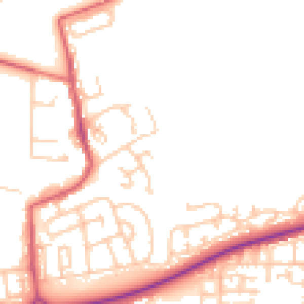 Daytime road noise heatmap for NE23 7LF