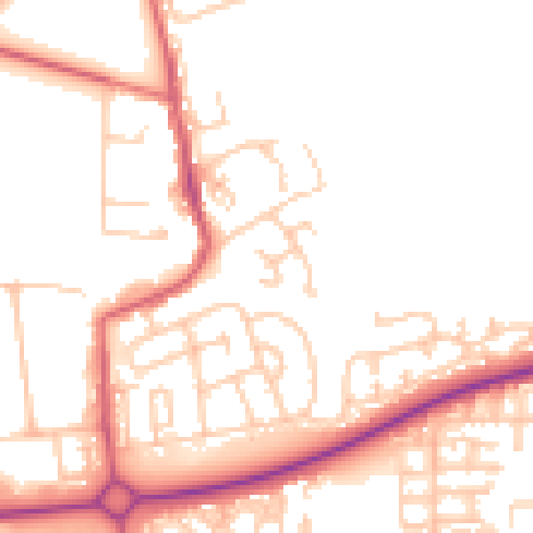 Daytime road noise heatmap for NE23 7LG