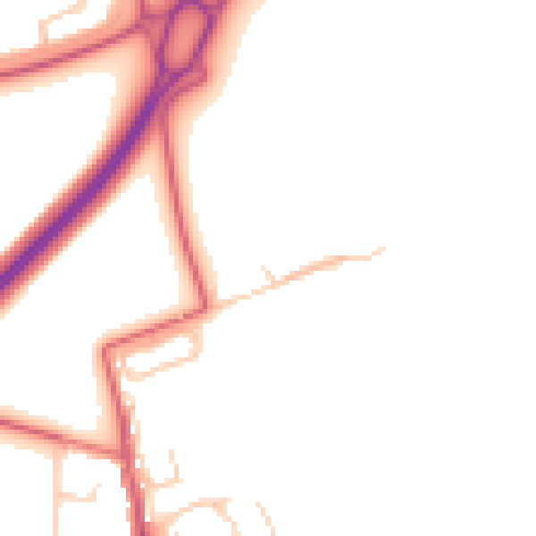 Daytime road noise heatmap for NE23 7NB