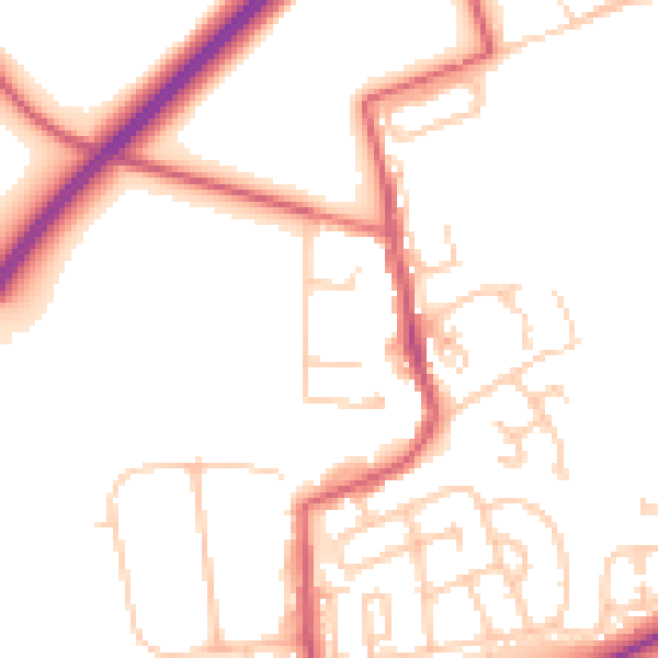 Daytime road noise heatmap for NE23 7NP