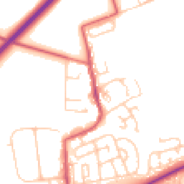 Daytime road noise heatmap for NE23 7NQ