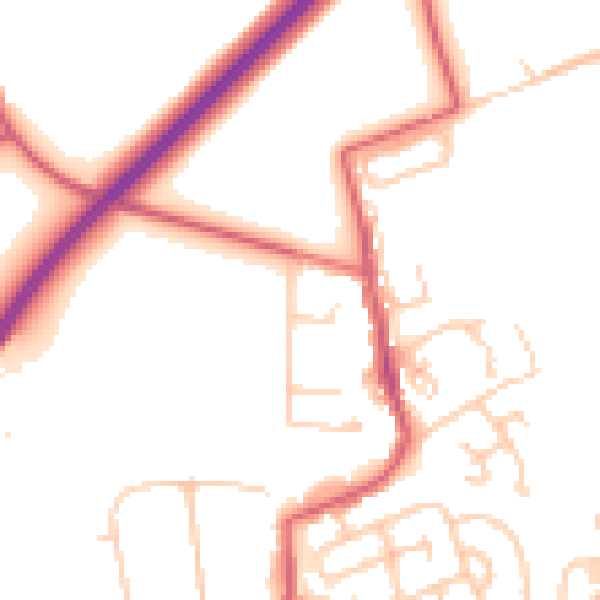 Daytime road noise heatmap for NE23 7NW