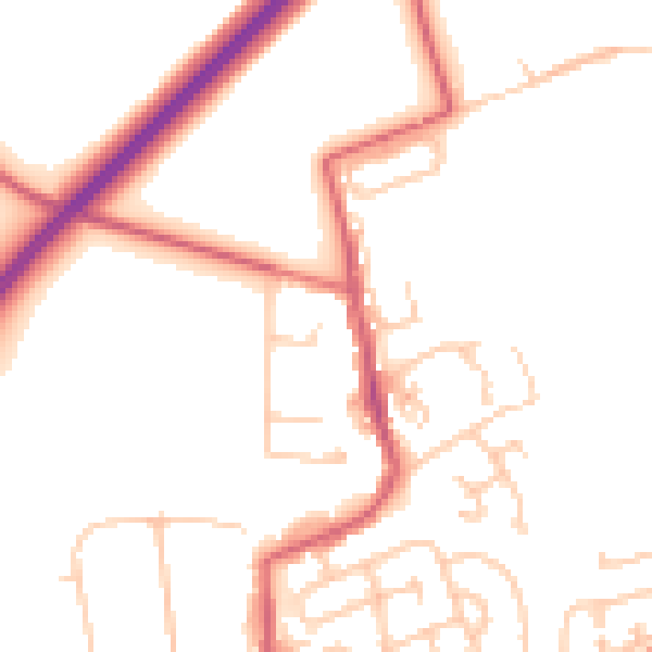 Daytime road noise heatmap for NE23 7NX