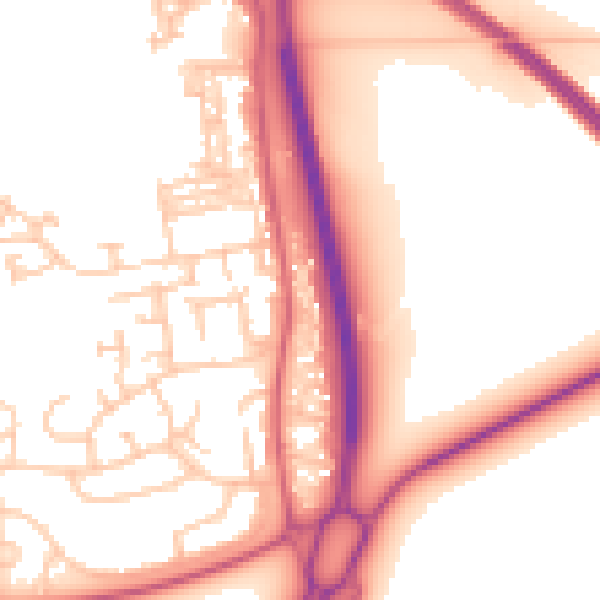 Daytime road noise heatmap for NE23 7NY