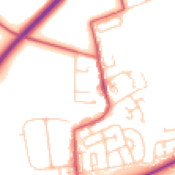 Daytime road noise heatmap for NE23 7PB