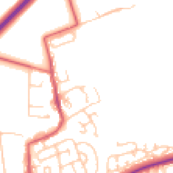 Daytime road noise heatmap for NE23 7PF