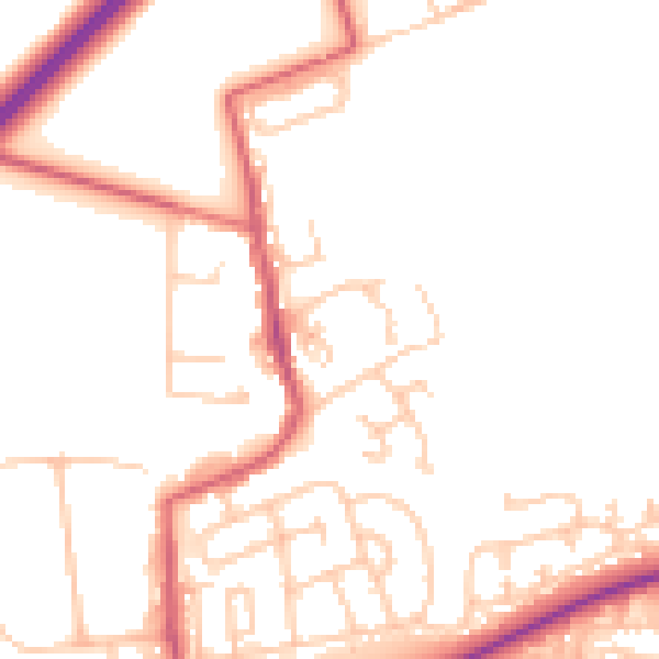 Daytime road noise heatmap for NE23 7PH