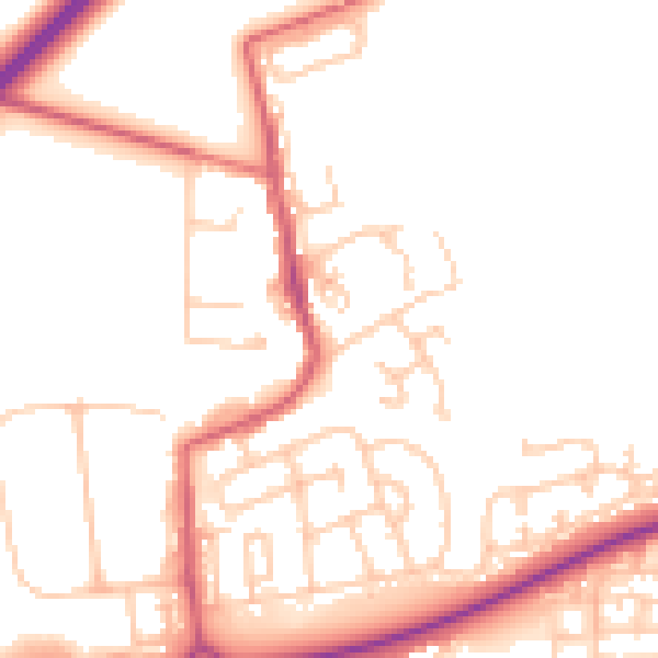 Daytime road noise heatmap for NE23 7PL