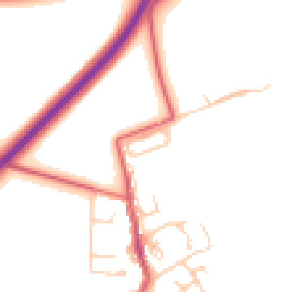 Daytime road noise heatmap for NE23 7PN