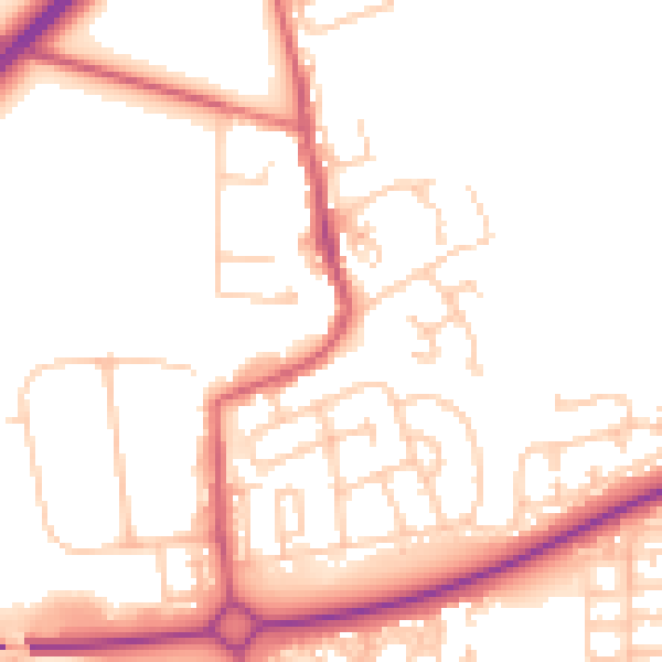 Daytime road noise heatmap for NE23 7PP