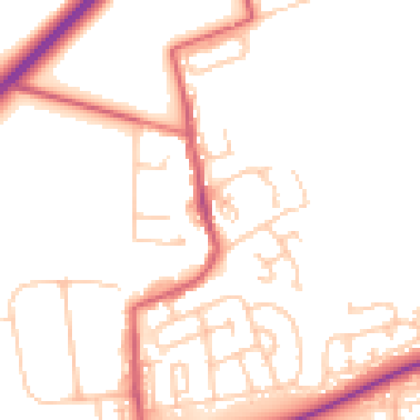 Daytime road noise heatmap for NE23 7PU