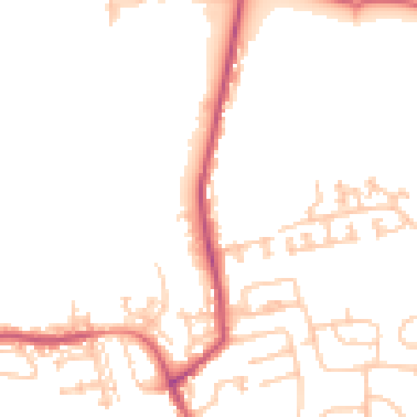 Daytime road noise heatmap for NE23 7PX