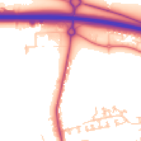 Daytime road noise heatmap for NE23 7QL