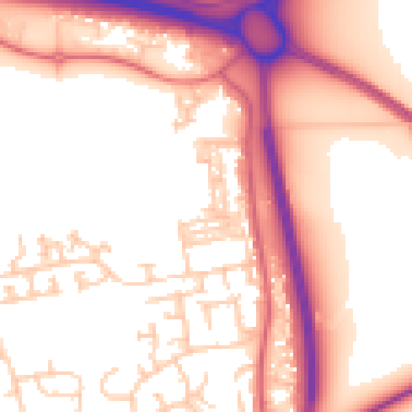 Daytime road noise heatmap for NE23 7QY