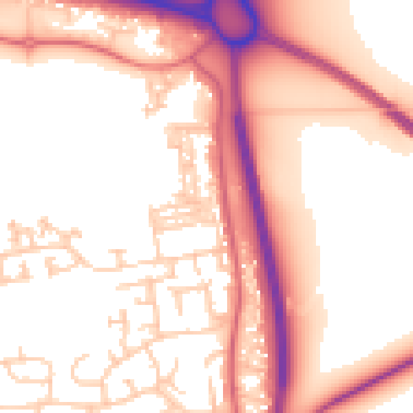 Daytime road noise heatmap for NE23 7RA
