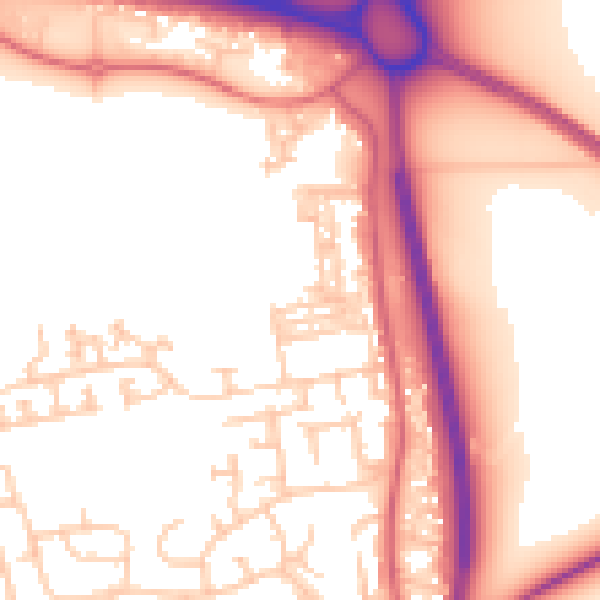 Daytime road noise heatmap for NE23 7RB