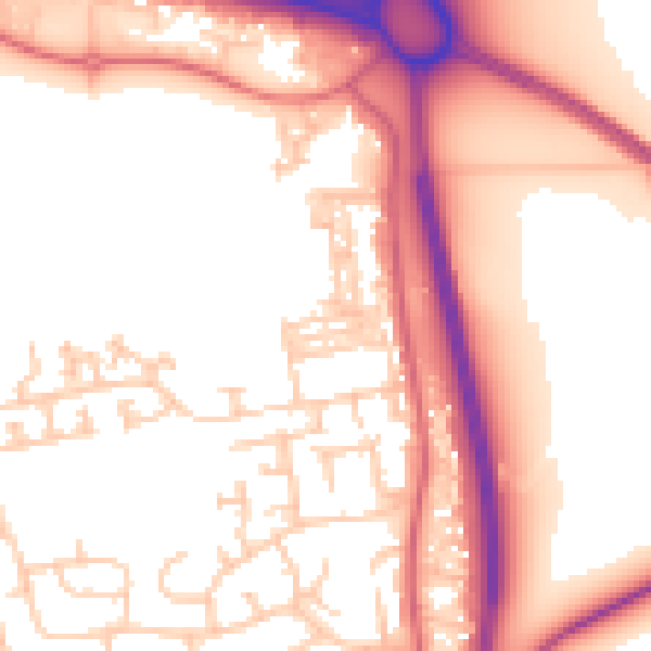 Daytime road noise heatmap for NE23 7RD