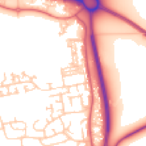 Daytime road noise heatmap for NE23 7RF