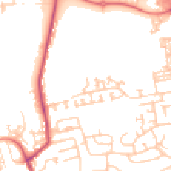 Daytime road noise heatmap for NE23 7RJ