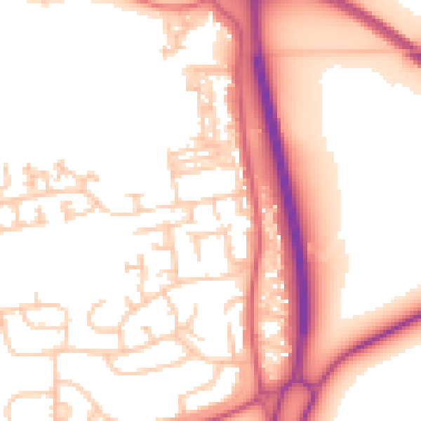Daytime road noise heatmap for NE23 7RN
