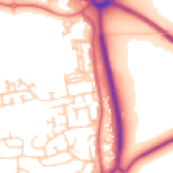 Daytime road noise heatmap for NE23 7RP