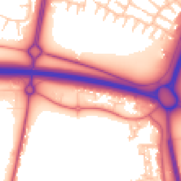 Daytime road noise heatmap for NE23 7RY