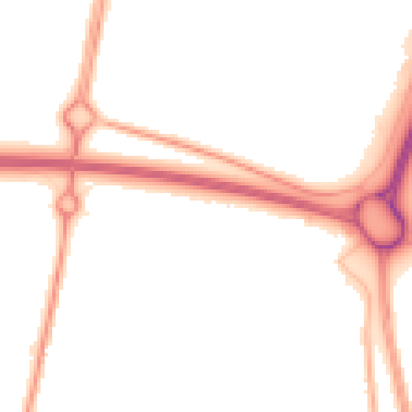 Night-time road noise heatmap for NE23 7RY