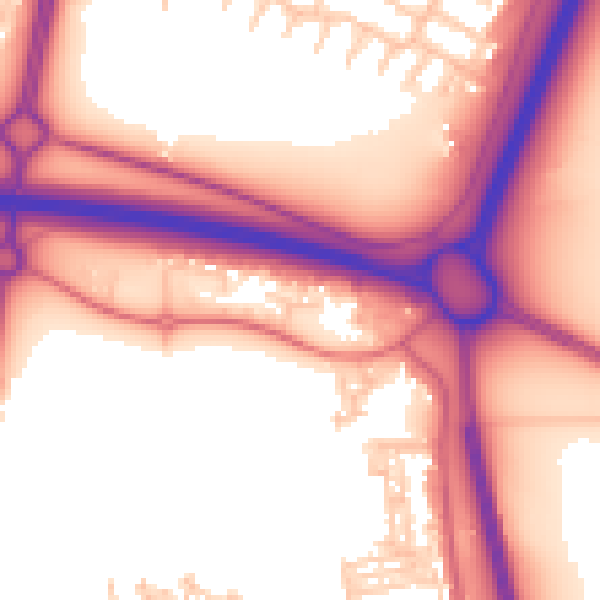 Daytime road noise heatmap for NE23 7RZ