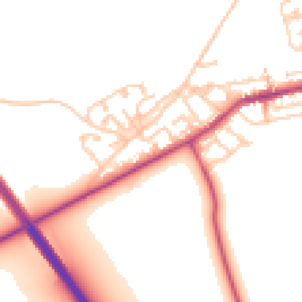 Daytime road noise heatmap for NE23 7SF