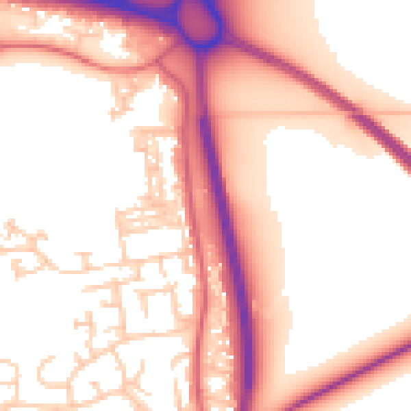 Daytime road noise heatmap for NE23 7SG