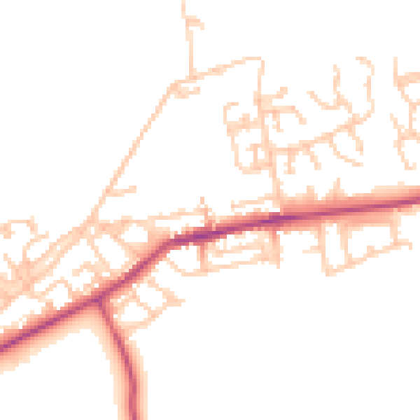 Daytime road noise heatmap for NE23 7SP