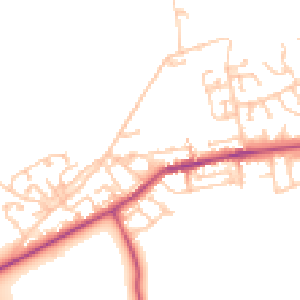 Daytime road noise heatmap for NE23 7SS
