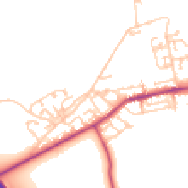 Daytime road noise heatmap for NE23 7ST