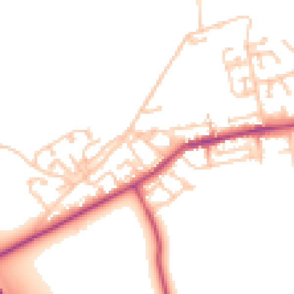 Daytime road noise heatmap for NE23 7SU