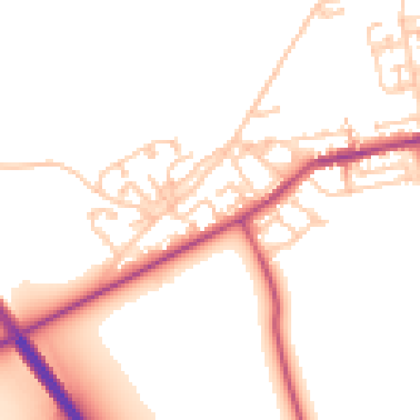 Daytime road noise heatmap for NE23 7SX