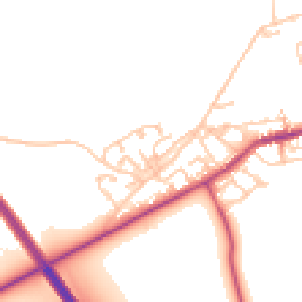 Daytime road noise heatmap for NE23 7SY