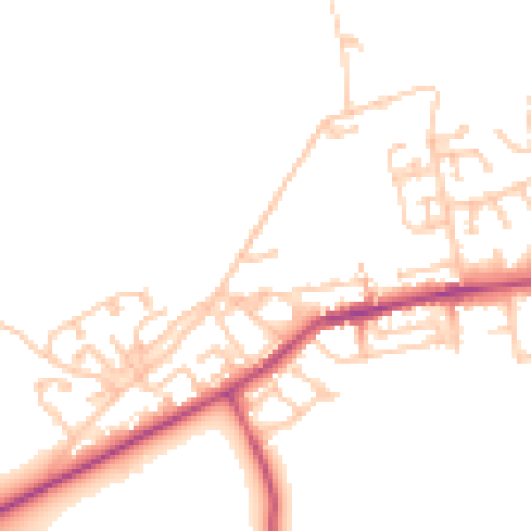 Daytime road noise heatmap for NE23 7TA