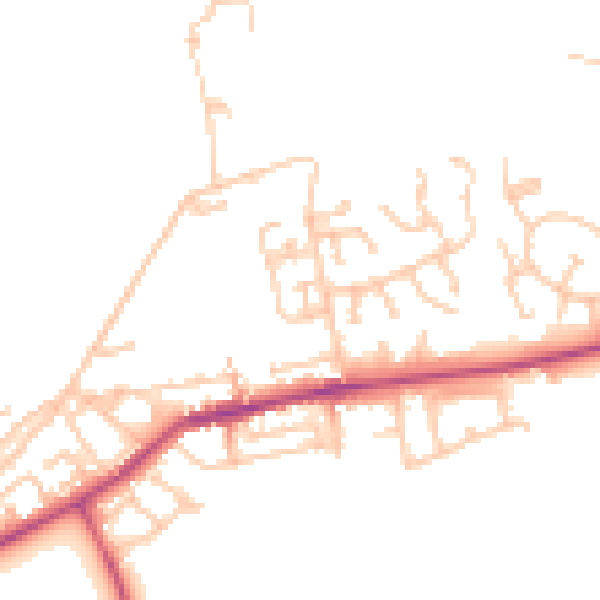 Daytime road noise heatmap for NE23 7TE