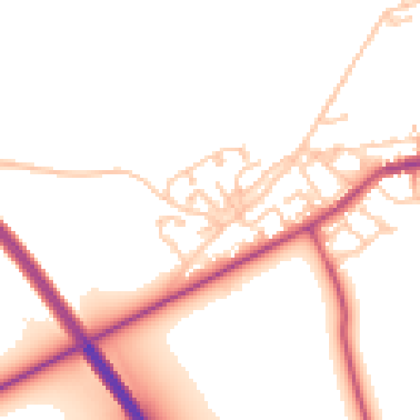 Daytime road noise heatmap for NE23 7TJ
