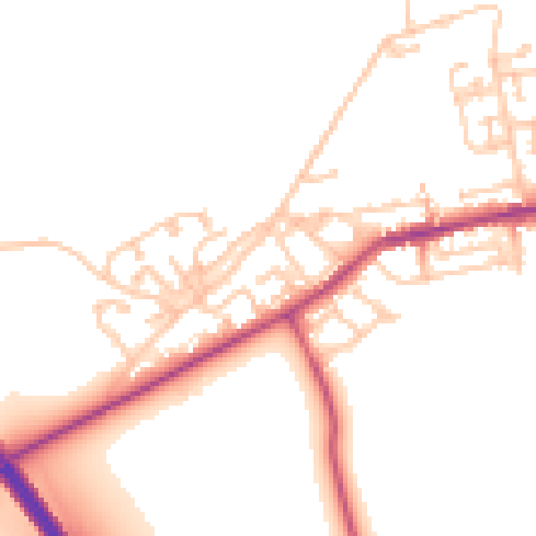 Daytime road noise heatmap for NE23 7TR