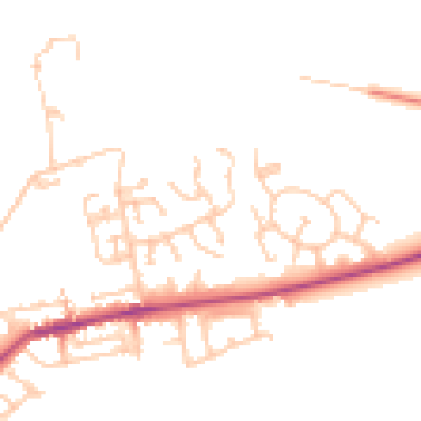 Daytime road noise heatmap for NE23 7TU