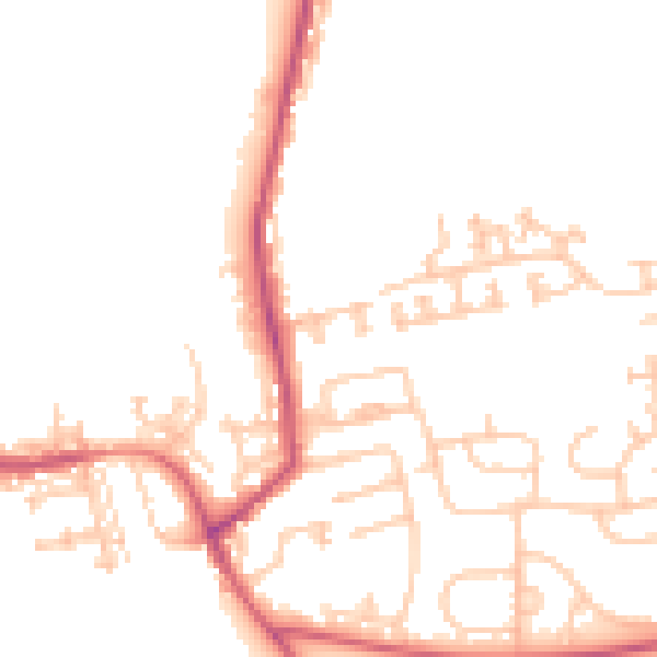 Daytime road noise heatmap for NE23 7UB