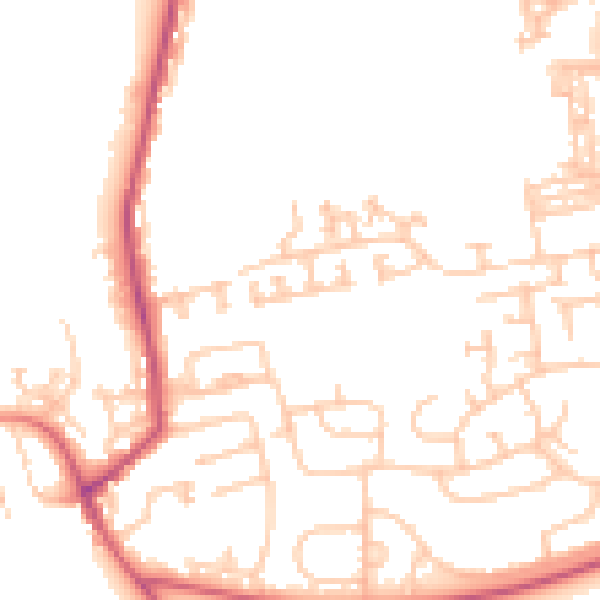 Daytime road noise heatmap for NE23 7UD