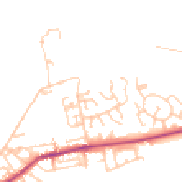 Daytime road noise heatmap for NE23 7UG