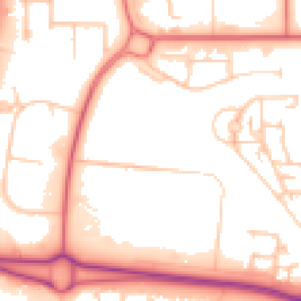 Daytime road noise heatmap for NE23 8AL
